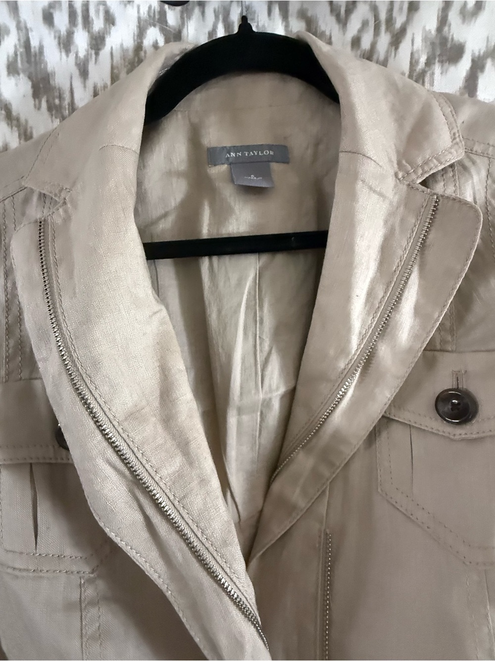 Ann Taylor Taupe Utility Safari Belted Jacket - Picture 3 of 14